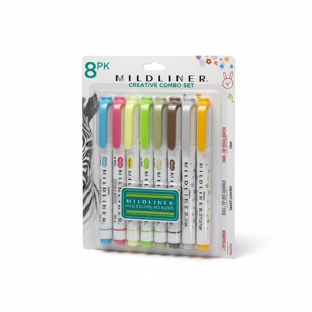 Zebra Mildliner Creative Combo Set Taffy Swirl 8pk Dual Tip Markers Highlighters